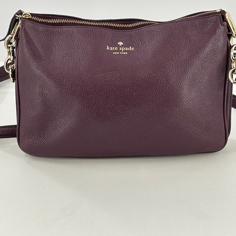 Kate Spade New‎ York Pebbled Leather Crossbody Bag Plum Purple Gold Hardware